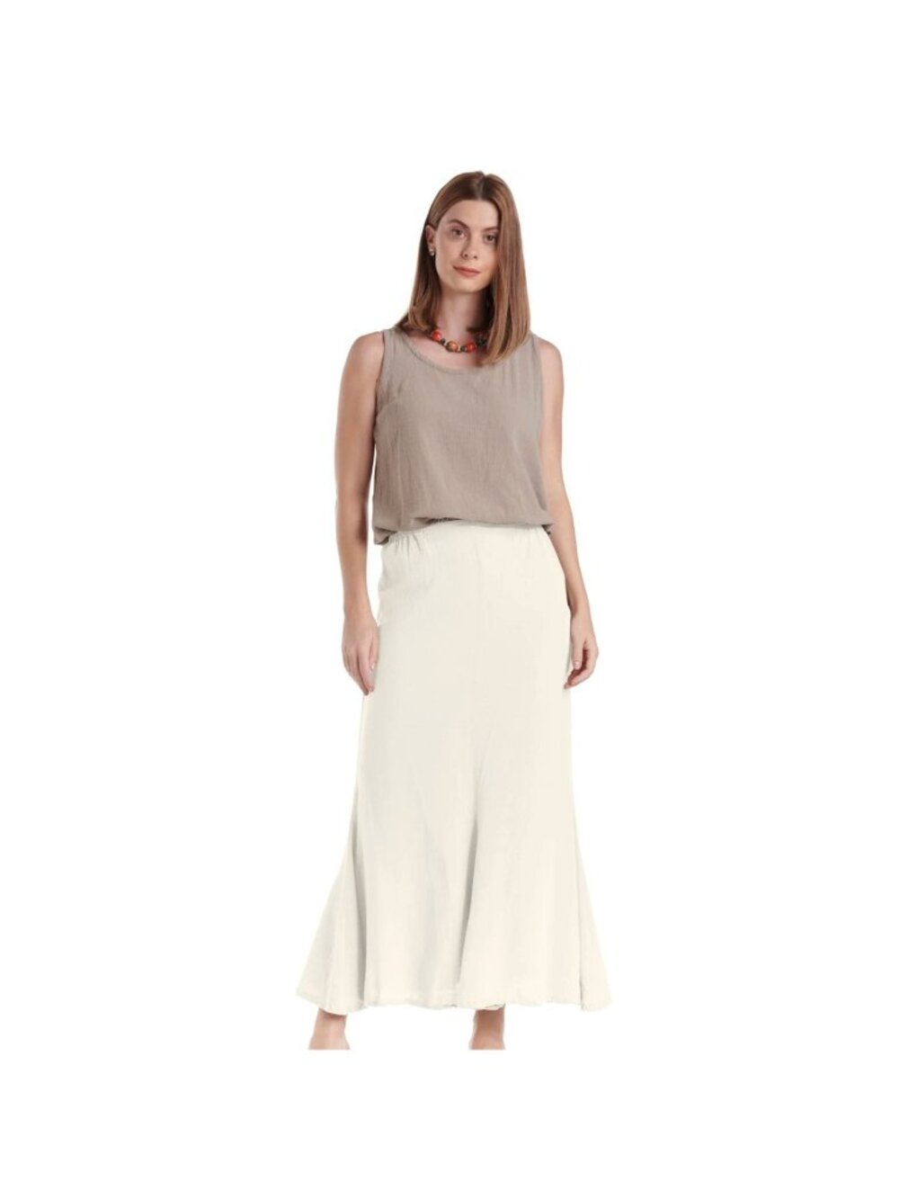 Oh My Gauze!  Bone Ivory Mermaid Cotton Gauze Midi Skirt 2 L XL 12/14
